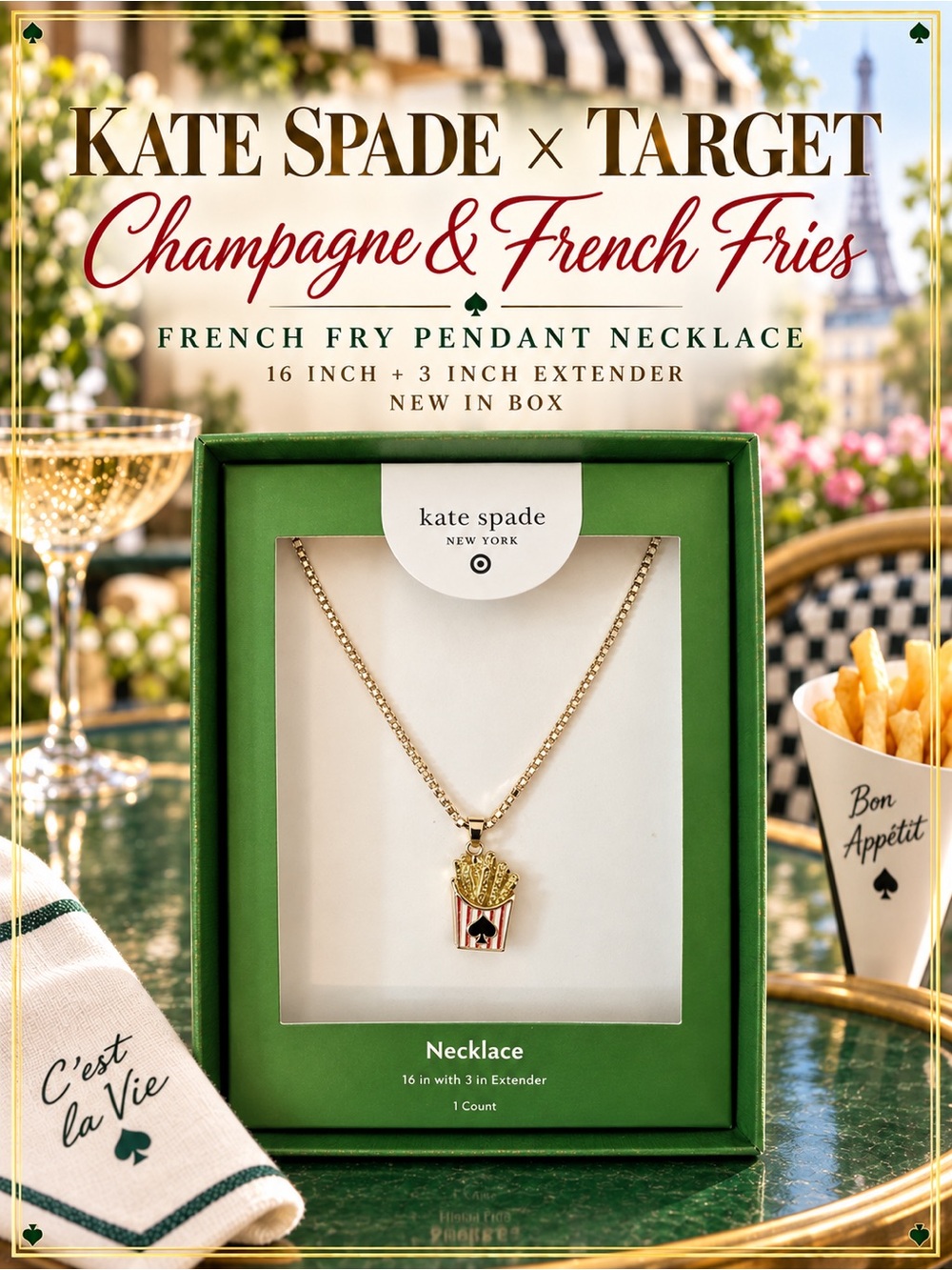 Kate‎ Spade Gold Necklace with French Fry Pendant